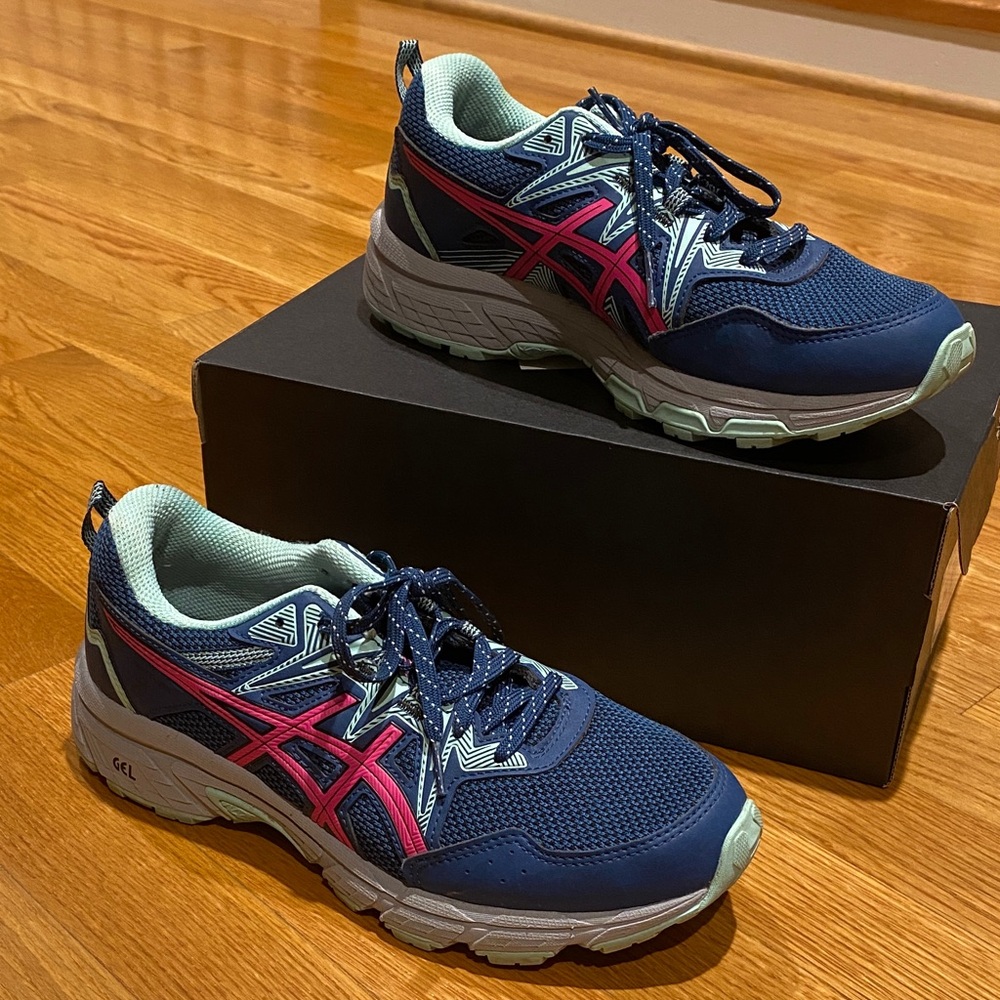 ASICS Blue and Pink Athletic Sneakers
